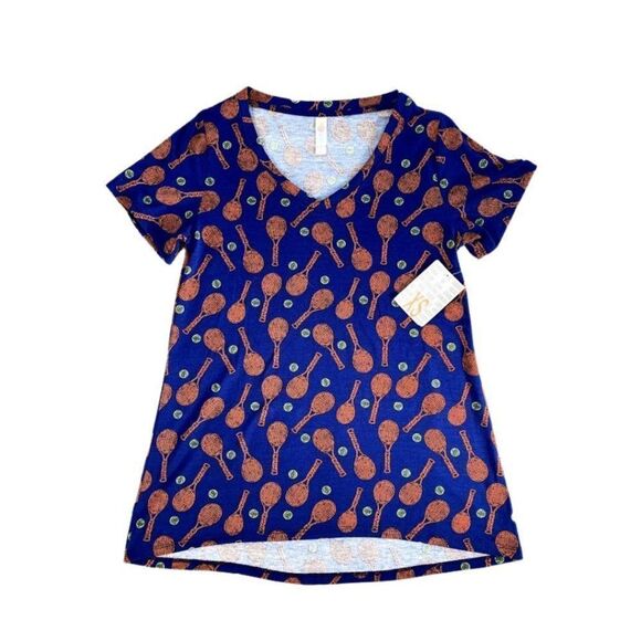 LuLaRoe Christy T Blue Orange Tennis Top XS‎ - Picture 1 of 4